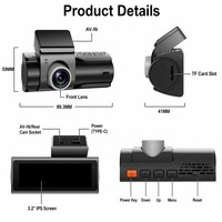 Caméra embarquée OEM/ODM 3,2 pouces, 2 objectifs, sans fil, WIFI, contrôle par application, GPS, enregistrement en time-lapse, DVR 3 canaux, 4K+2.5K