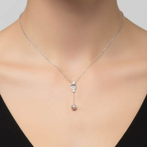 Collar con Colgante de Diseño Geométrico Moderno y Elegante, con Diamantes Naturales Reales en Oro Blanco de 18K - Product Image 5