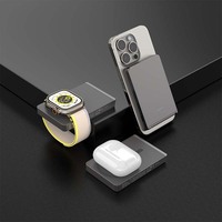 Banque de puissance magnétique 5000mAh Chargeur portable sans fil avec support, batterie magnétique à charge rapide 15W pour iphone 15 Pro Max