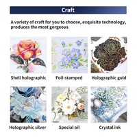 Personnalisé argent Floral Transparent hologramme autocollant adhésif simple face PVC découpé à l'emporte-pièce fournitures de journalisation cahier décoratif