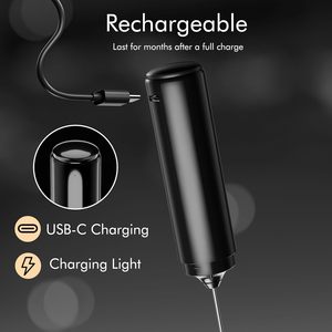 <span class=keywords><strong>Mousseur</strong></span> à lait rechargeable portable, fouet électrique 2-en-1 à double ressort pour Cappuccino, Latte, Macchiato - Product Image 4