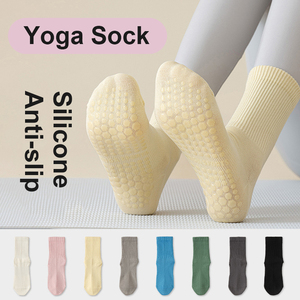 Calcetín de Yoga de Fitness de punto de Color sólido Nuevos productos Calcetines de Pilates con agarre antideslizante personalizado con logotipo en el cuerpo/puño Longitud de la tripulación - Product Image 3