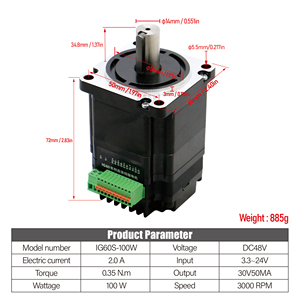 3000 vòng/phút IG60S-200W 4A 0.65nm NEMA 24 không chổi than tích hợp DC <span class=keywords><strong>servo</strong></span> <span class=keywords><strong>Motor</strong></span> 200W 48V với RS485 - Product Image 2