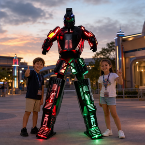Costume de robot sur étriers LED RGB rechargeable de 2,6 m avec écran de poitrine, combinaison Mecha lumineuse en EVA pour défilé d'ouverture de centre commercial - Product Image 6