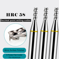 Fresa cuadrada de acero de tungsteno de 3 filos Azzkor TGY HRC58, herramientas de fresado CNC de carburo con punta decimal