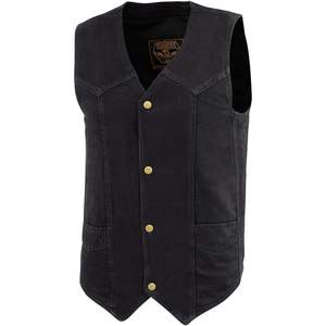2025 cuir DM1310 hommes classique Western Style Cowboy Biker gilet noir Denim avec fermeture à bouton-pression - Product Image 5