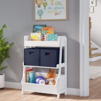 Cajas de Almacenamiento Plegables Azul Marino con Asas, Organizador de Tela y Cesta de Almacenamiento Plegable, Juego de 2