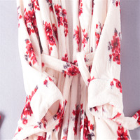 Peignoir en flanelle de luxe pour femmes, motif floral, peignoir de bain de haute qualité, vêtements de nuit pour femmes