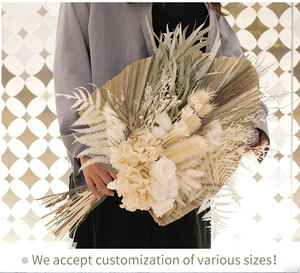 2023 doux rêve automne mariée Rose <span class=keywords><strong>fleur</strong></span> bouquet avec feuille <span class=keywords><strong>de</strong></span> palmier naturel Boho séché/conservé floral maison déco cadeau bouquet - Product Image 6