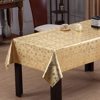 Nappe en PVC métallique dorée à motifs floraux RNPT, avec support tissé, résistante à l'huile et à la chaleur, pour table de banquet