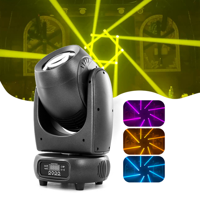 Mini Stage Beam Light DMX512 150W LED Moving Head with 3 Beam Angle 12-Color Rainbow Effect Stainless Steel Construction