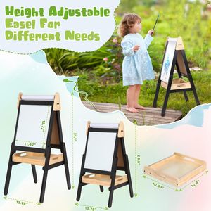 Chevalet d'art pour enfants avec rouleau de papier, pliable en bois pour les tout-petits, tableau noir - Product Image 2