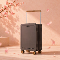 Valise 24 pouces grande capacité avec ouverture frontale, port de chargement USB, compartiment pour ordinateur portable, roues pivotantes silencieuses à 360°, logo personnalisé OEM, bagage cabine