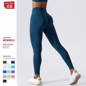 Leggings de Yoga para Mujer, Cintura Alta, Color Durazno, Diseño Transpirable con Costura en V Profunda, para Gimnasio, Fitness <span class=keywords><strong>y</strong></span> Entrenamiento - Product Image 5