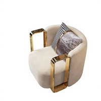 Fauteuil pivotant moderne de salon, chaise individuelle de luxe avec structure en métal doré et acrylique pour salon, fauteuil pivotant Teddy