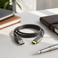 Kabel Serat Optik USB 3.1 Tipe C ke USB A 10Gbps Male to Male dengan Jaket PVC dan Pelindung Anyaman untuk Laptop