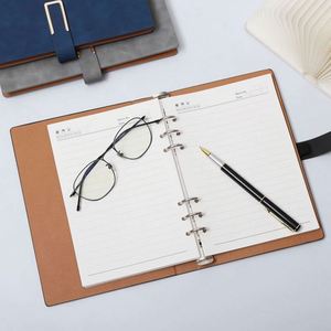 Custom A5 Binder Leather Business Notebook 100 <b>Sheet</b> PU Loose-Leaf Planner with Magnetic Buckle for School Use - Product Image 2