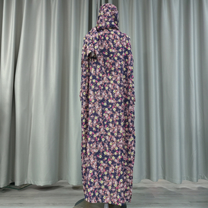Nuovissimo Abito Musulmano in Cotone con Hijab e Sciarpa, Veste Dubai <span class=keywords><strong>Turchia</strong></span>, <span class=keywords><strong>Abbigliamento</strong></span> da Preghiera, Abito Ampio Floreale per <span class=keywords><strong>Donne</strong></span> del Medio Oriente e Africa - Product Image 3