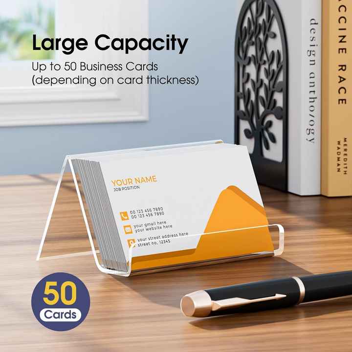 2PCS Business Card Holder For Desk 2 Slots Clear Acrylic Business - View #9