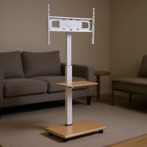 Carrito de TV con Bandeja Ajustable en Altura, Soporte para Pantalla de 32-70 Pulgadas, Capacidad de 88 Libras, Base Móvil con Ruedas para Televisión - Product Image 2