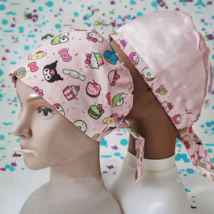 Bonnets chirurgicaux en coton tissé à imprimé animalier, avec lien à nouer et doublure en satin, pour infirmières et médecins, unisexe - Product Image 3