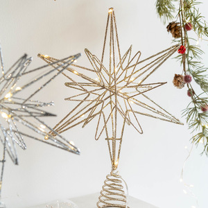 LINGKAI Glitter Metal Wire Star <b>Tree</b> Topper With <b>LED</b> Lights 8 Pointed Star <b>Christmas</b> <b>Tree</b> Top Ornament for Holiday Home Decor - Product Image 3