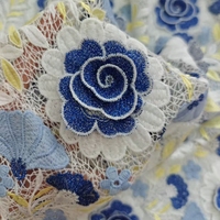 Tissus en dentelle 3D à fleurs 100% polyester, nouveauté très demandée pour robes
