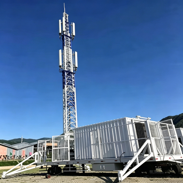 Factory Supply ZHAOCHENG Mobile Communication Tower 20-30m Hot Dip Galvanized Steel Trailer Mounted COW Tower 40M/S Wind Speed