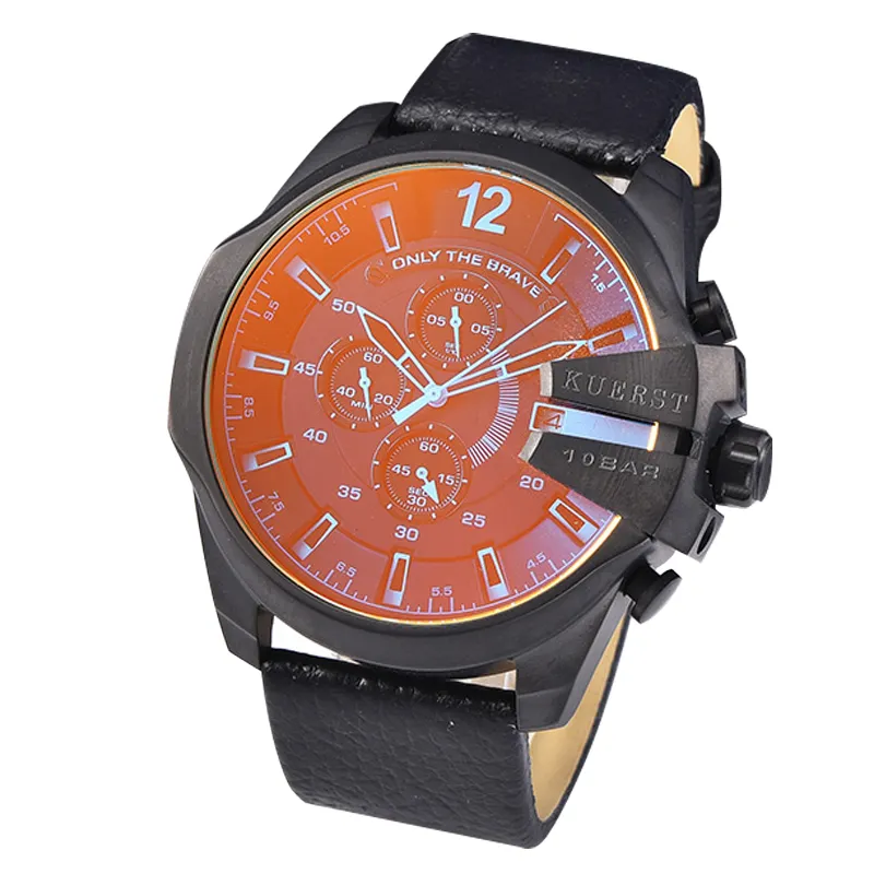 KUERST Timekeeping Quartz Watch Waterproof Belt Glow Watch Women's Red Belt Large Dial Men's Watch
