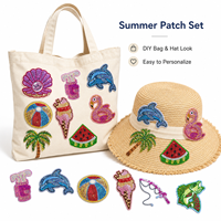 Lot de patchs personnalisés brodés de sequins pour l'été, pour chapeaux DIY, sacs fourre-tout, fêtes à la plage, packs cadeaux - Fournisseur en gros