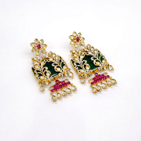Boucles d'oreilles pendantes en or plaqué Kundan 11405, boucles d'oreilles charmantes, bijoux pour femmes, pour mariage ou fête.
