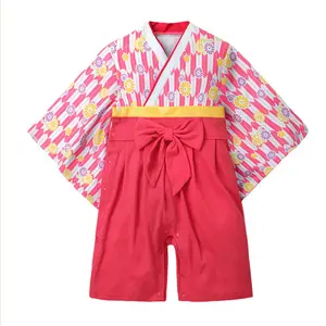 लंबी आस्तीन वाली जम्पसूट चढ़ाई सूट कपास लड़की किमोनो शिशु एक टुकड़ा बच्चे के कपड़े सेट