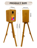 Photomaton en bois véritable pratique et élégant avec trépied et support de tablette dans un flight case