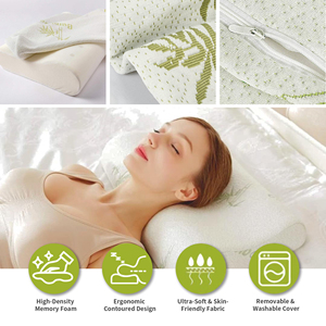 Offre Spéciale Confortable Doux Contour Mousse À Mémoire <span class=keywords><strong>Oreiller</strong></span> En Bambou Conception De Vague De Refroidissement pour Soulagement De La Douleur Au Cou Lit Positionneur De Sommeil - Product Image 2