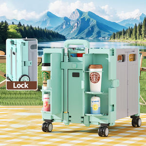 عربة تخزين للاستخدام المنزلي والخارجي، صناديق وأوعية تخزين، للتسوق والتسويق والتخييم، حاوية قابلة للطي، 4 أو 8 عجلات، أبيض وأخضر - Product Image 3