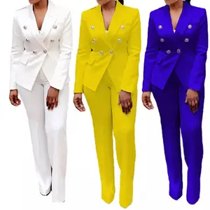 New Arrivals Ladies Fashion Fall Elegant Solid Color Suits Two Piece Sets Long Blazer And Pants Set Business Suits For Women