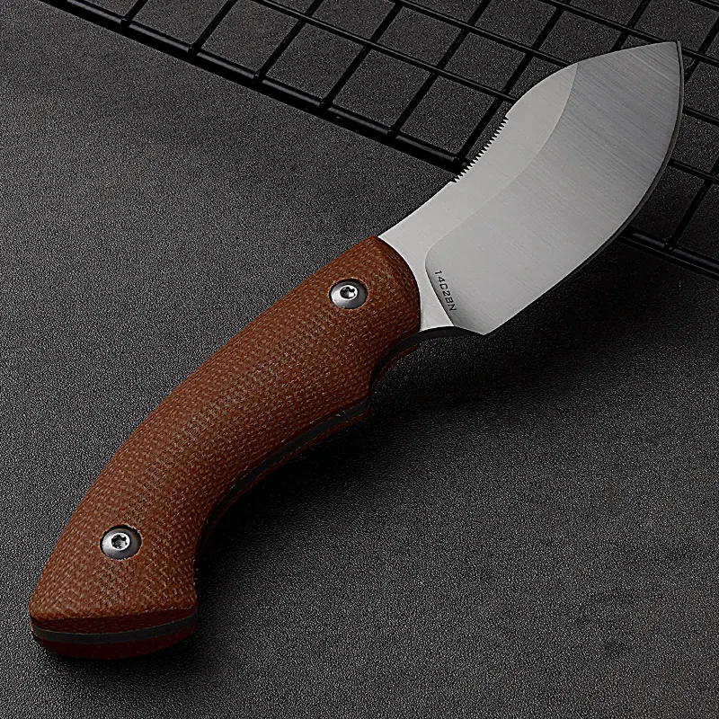 Custom Logo High Quality 14C28N Hunting Knife Classic fiberflax Handle Edc Fixed Blade Camping Knife