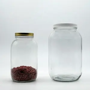 工厂产品重复使用2L 4L大梅森罐2L玻璃罐果酱果酱蜂蜜容器带金属盖的广口玻璃罐