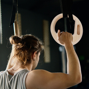 Anneaux de <span class=keywords><strong>gymnastique</strong></span> réglables en bois de bouleau, durables, portables, pour l'intérieur et l'extérieur, ensemble d'exercices de traction, entraînement de la force des doigts - Product Image 2