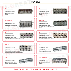 5L động cơ Xi lanh đầu 11101-54150 11101-54151 Xi lanh đầu lắp ráp cho TOYOTA HILUX Hiace Dyna động cơ - Product Image 4