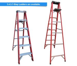Échelle <span class=keywords><strong>télescopique</strong></span> en fibre de verre isolée pour électricien, rouge, haute résistance, 5 marches, pour utilisation en salle de bain, certifiée ANSI, capacité de charge de 330 lb - Product Image 6