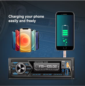 Bán buôn duy nhất 1 DIN phổ đài phát thanh xe hơi FM AUX đầu vào nhận USB BT âm thanh xe MP3 máy nghe nhạc FM Transmitter sạc xe hơi - Product Image 5