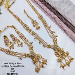 Conjunto de Joyería de Diseño Largo Chapado en Oro, Collar y Aretes Hechos a Medida para Bodas de Mujeres - Product Image 5