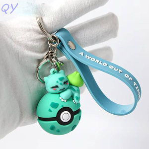 QY Cute Silicone <b>Keychains</b> 3D Cartoon Squirtle Bpocket monster Non-Toxic Rubber Key Rings - Product Image 5