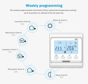 E51W <span class=keywords><strong>Thermostat</strong></span> de <span class=keywords><strong>chauffage</strong></span> électrique programmable hebdomadaire <span class=keywords><strong>Thermostat</strong></span> de <span class=keywords><strong>chauffage</strong></span> WiFi intelligent - Product Image 2