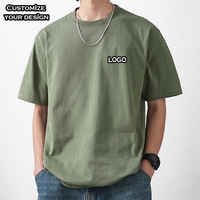 T-shirt streetwear surdimensionné de haute qualité en coton épais, à épaules tombantes, personnalisable avec impression de logo pour hommes