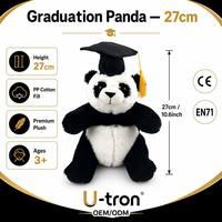 Nuevo Peluche de Panda de Graduación de 27 cm, Relleno de Algodón PP, Panda Sentado con Birrete de Doctor, Recuerdo Universitario