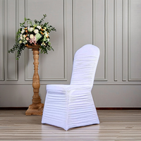 Housses de chaise en spandex froncées et à volants pour banquets, églises, salles à manger, événements, salons, chaises en plastique, mariages - Vente en gros
