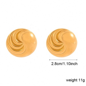 Pendientes de Acero Inoxidable Dorado con Diseño de Sol, Joyería de Moda, Círculo Geométrico Simple, Pendientes Redondos Chapados en Oro para Mujer - Product Image 6