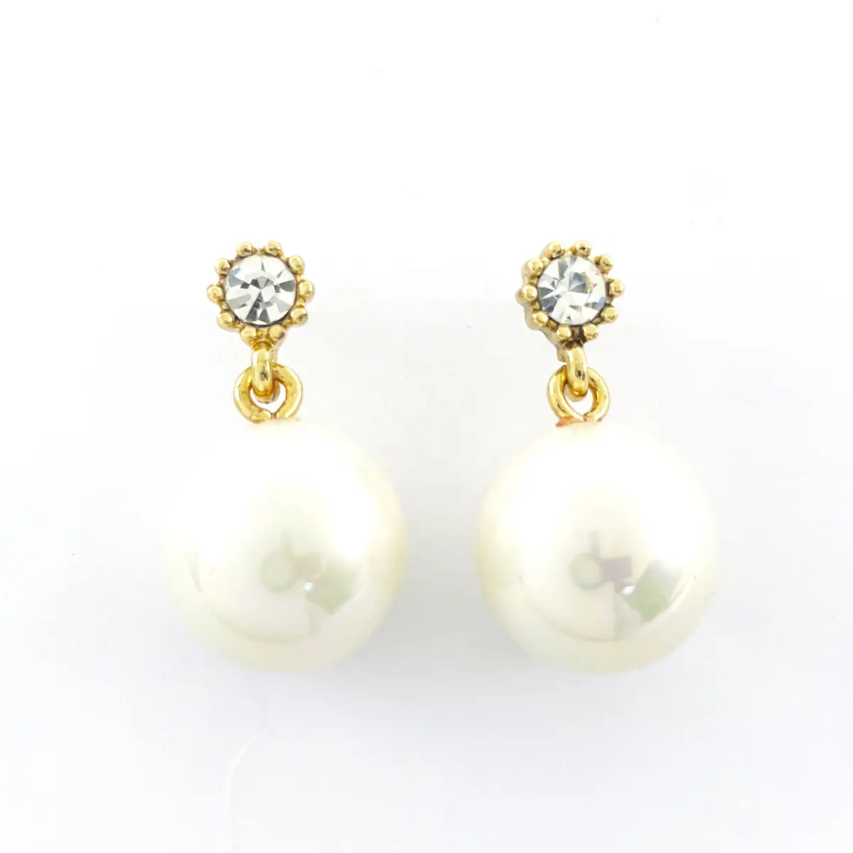 gold crystal ball earrings